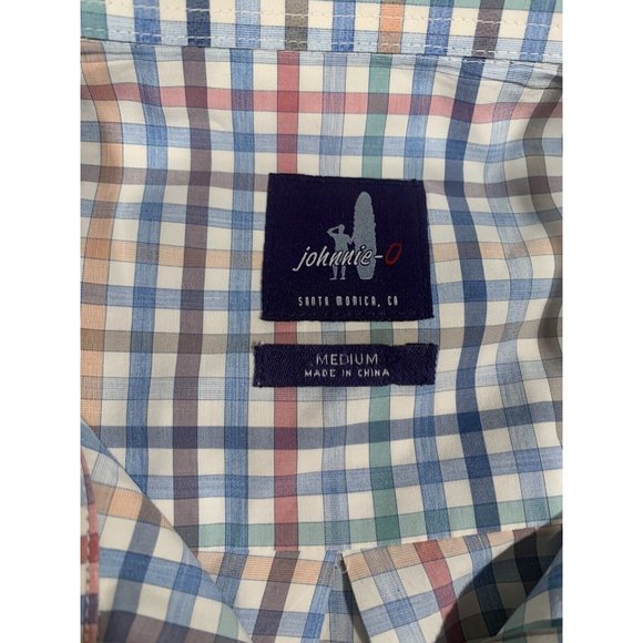 Johnnie O Men's Plaid Button Down Collared Cotton Shirt Medium Santa Monica - Picture 4 of 13